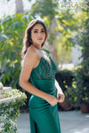 Spaghetti strap with ruched waist prom gown - 231P0062