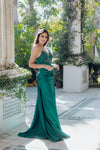 Spaghetti strap with ruched waist prom gown - 231P0062