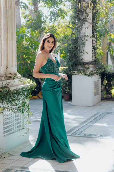 Spaghetti strap with ruched waist prom gown - 231P0062