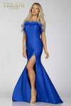 Side Slit Prom Gown with Fur on Neckline - 231P0067