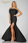 Side Slit Prom Gown with Fur on Neckline - 231P0067