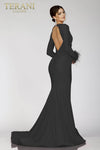 Full Sleeves Fur Lace Prom Gown with Deep V Neck - 231P0074