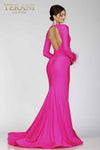 Full Sleeves Fur Lace Prom Gown with Deep V Neck - 231P0074