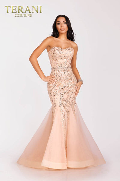 Silver Belt On Bodice Mermaid Prom Gown - 231P0106