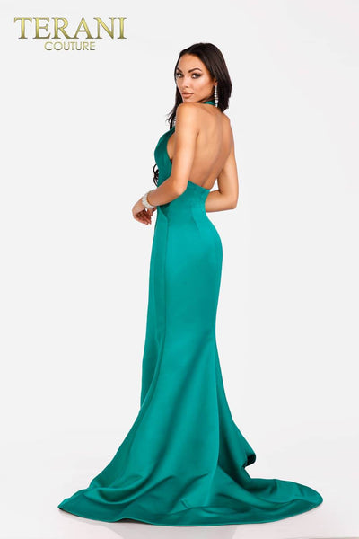 Emerald Front Neck Cut Prom Gown - 231P0107
