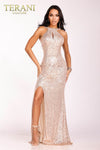 Sequin Open U-Back Prom Dress with Neck Slit - 231P0173