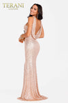 Sequin Open U-Back Prom Dress with Neck Slit - 231P0173
