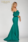 Short ruffle sleeves prom gown in matte satin - 231P0181