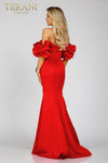 Short ruffle sleeves prom gown in matte satin - 231P0181