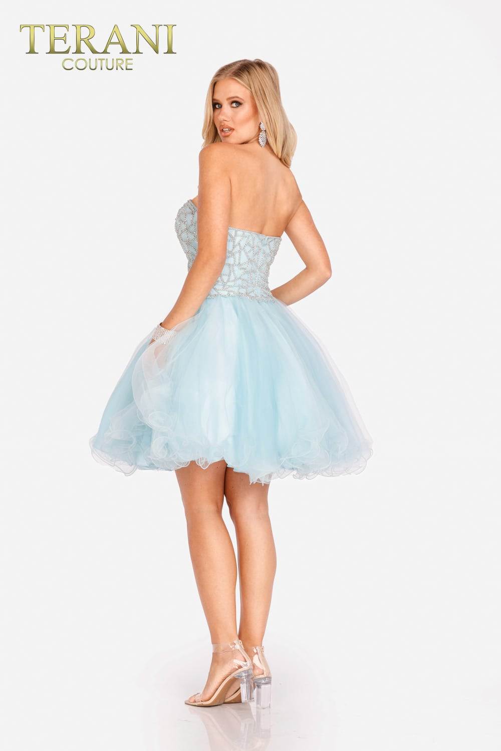 tulle short embellished-bodice homecoming dress Tulle Mini Prom Dress with embellished bodice- 231P0565