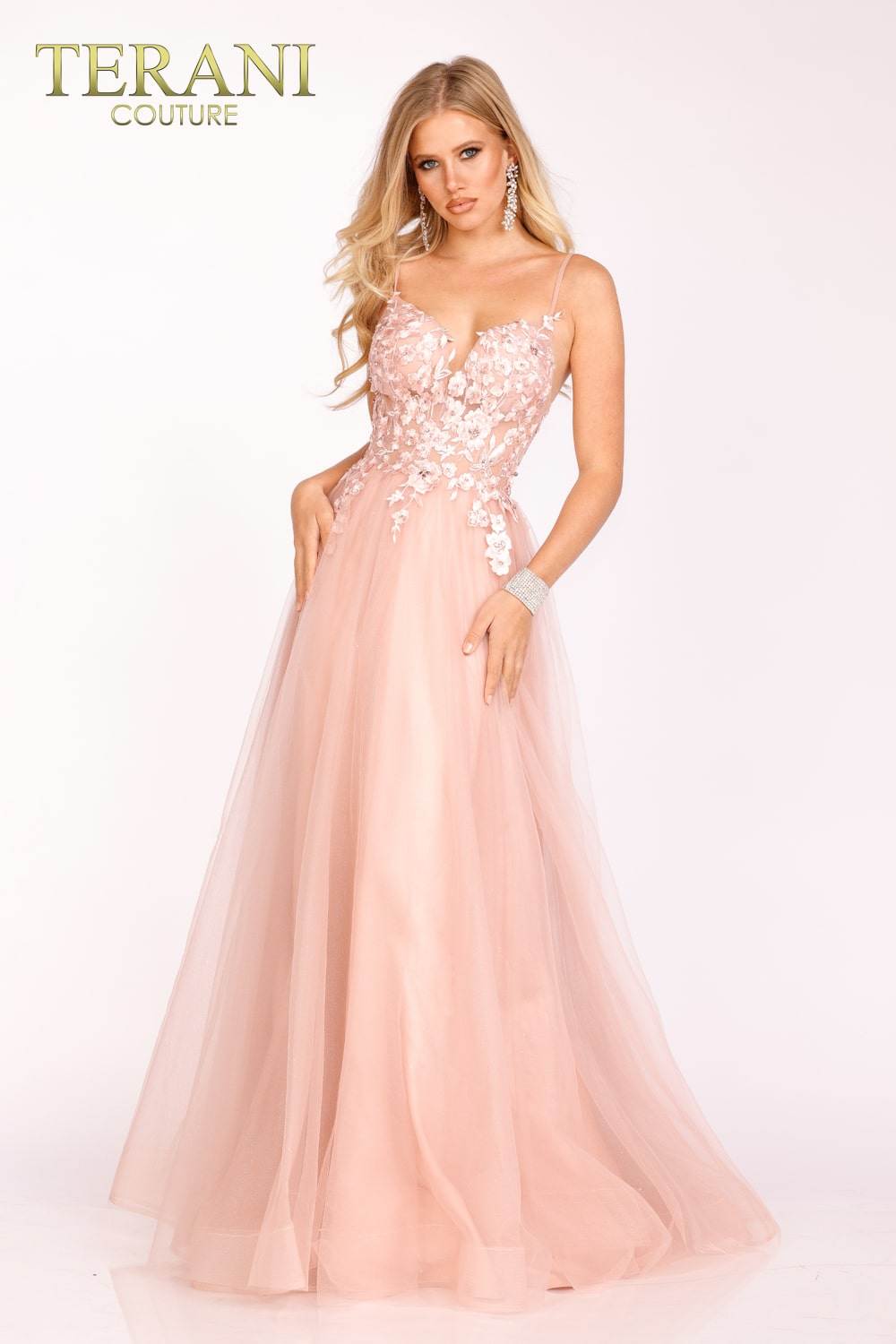 Coral Embellished Bodice Prom Dress with Extra Flare - 231P0582