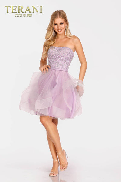 Pleated Mini Prom Dress in Tulle Fabric - 231P0590