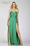 Hammered charmeuse double front slit prom dress - 231P0592