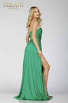 Hammered charmeuse double front slit prom dress - 231P0592