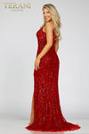 High Slit Long Evening Gown with Spaghetti Straps - 231E0516