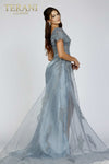 Satin Mermaid Dress with Ruffled One Shoulder Sleeve - 231E0517