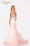 Satin Mermaid Dress with Ruffled One Shoulder Sleeve - 231E0517