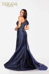 Satin Mermaid Dress with Ruffled One Shoulder Sleeve - 231E0517
