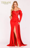 Red Evening Gown with Puffed Long Sleeve- 231E0614