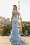Off-Shoulder Pageant Gown in Champagne- 231GL0416