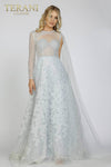 Silver Mother of the bride dress with sheer bodice -231M0493