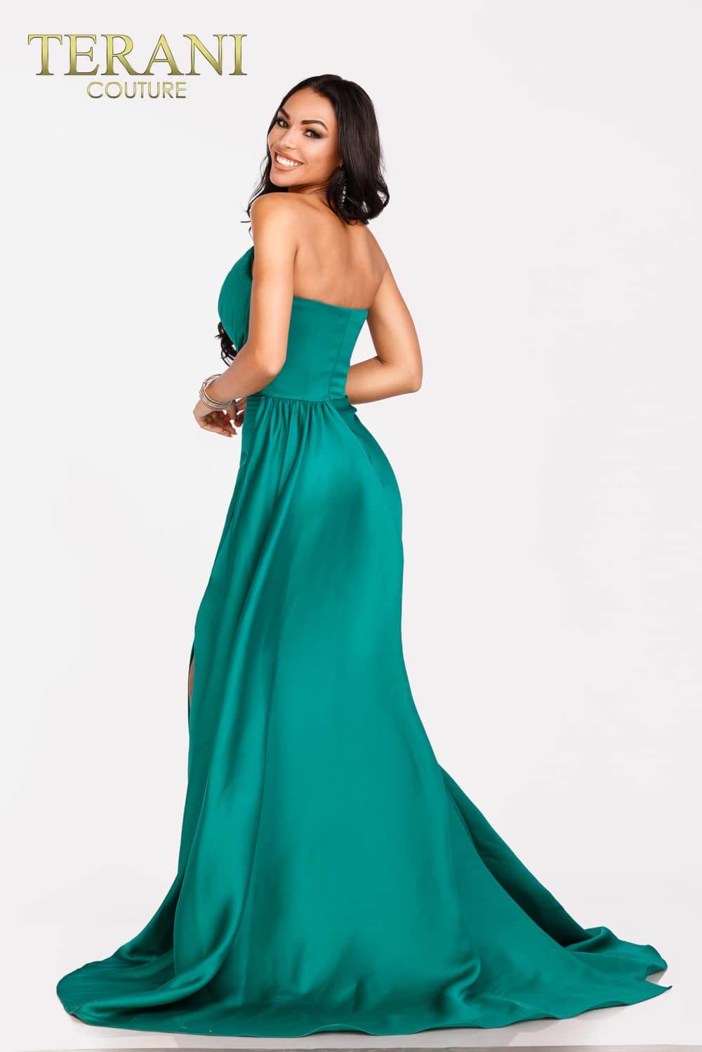 Spaghetti strap with ruched waist prom gown - 231P0062