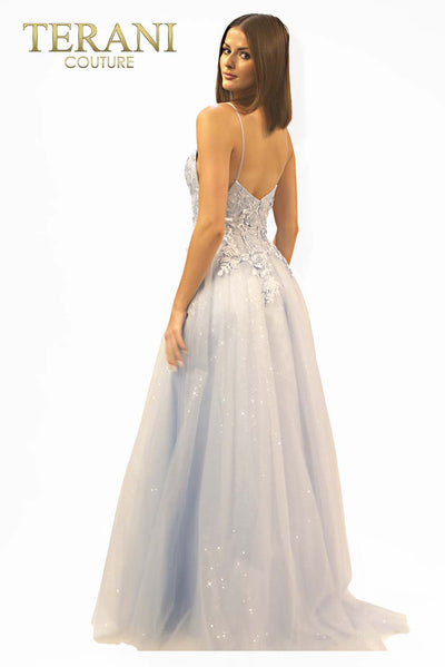 Ice blue Low back gown with extra flare - 231P0102