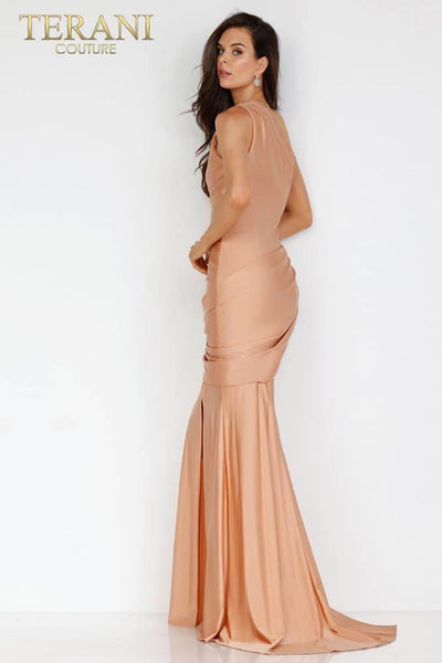 Ruched One Shoulder & Waist Gown with Small Tale - 231P0134