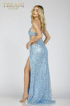 Blue One Side Open Prom Dress With High Side Slit - 231P0135