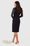 232C1139 Long Sleeves Crepe Bodycon Navy Evening Dress