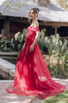 Off Shoulder Mermaid Embroidery V-neck Overskirt Dress - 232E1203