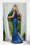 Asymmetrical Sleeveless Mermaid Shiny Metallic Evening Dress - 232E1208
