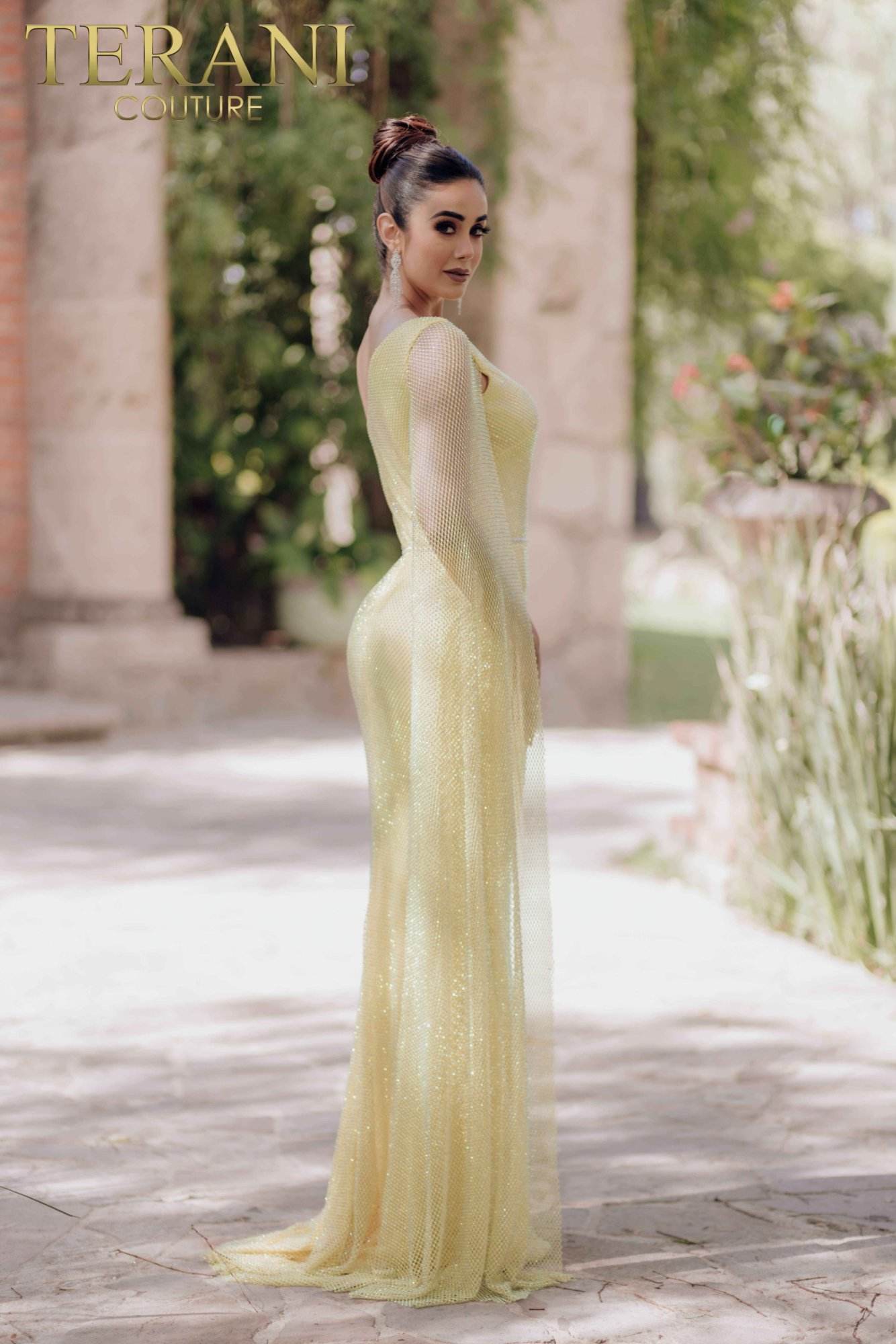 Asymmetrical Mermaid One Shoulder Cape Evening Dress - 232E1209