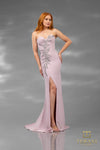 232E1232 V-Line Sweetheart Stretch Crepe Black Column Evening Dress