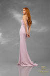 232E1232 V-Line Sweetheart Stretch Crepe Black Column Evening Dress