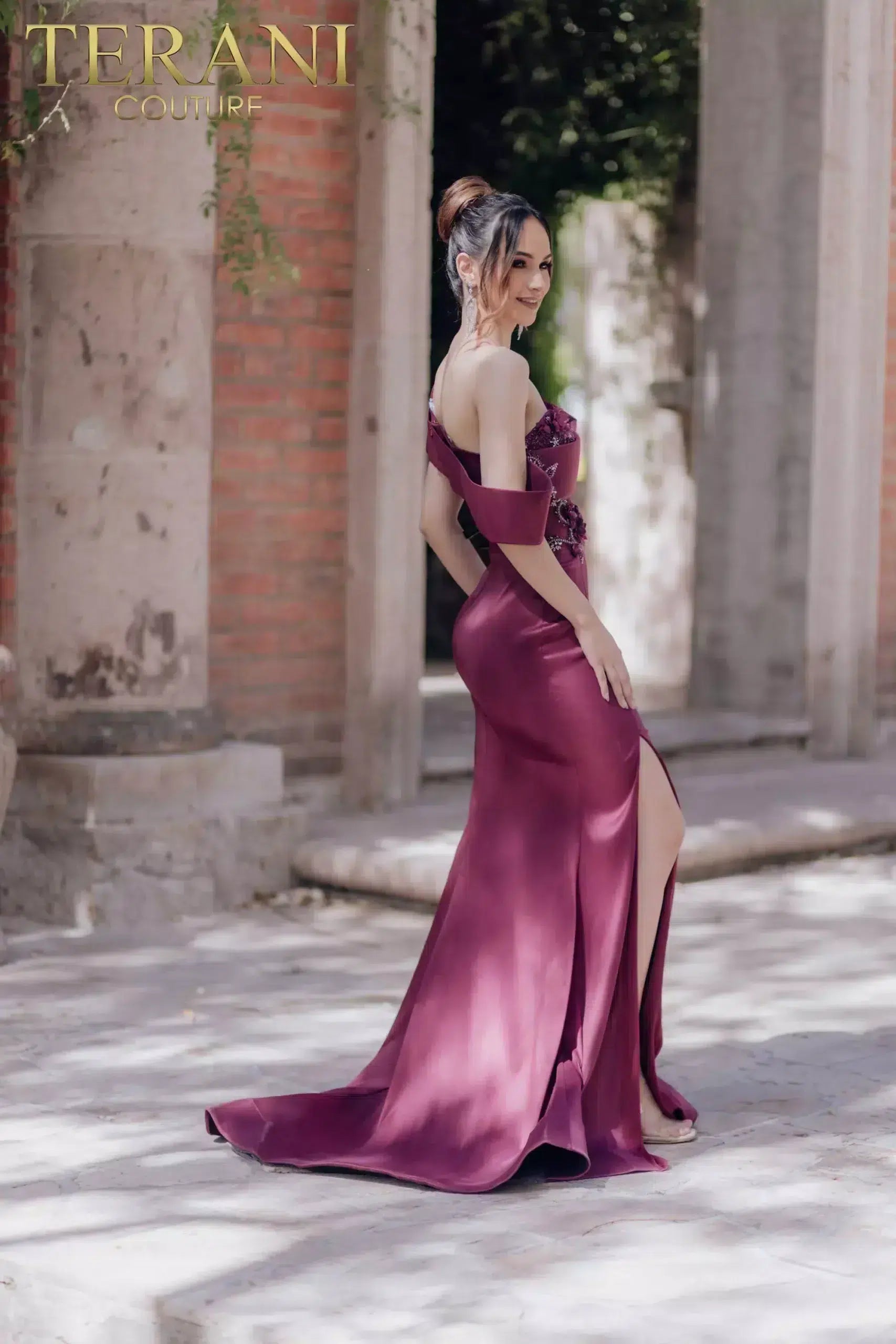 Asymmetrical Off Shoulder Mermaid Bodycon Evening Dress - 232E1240
