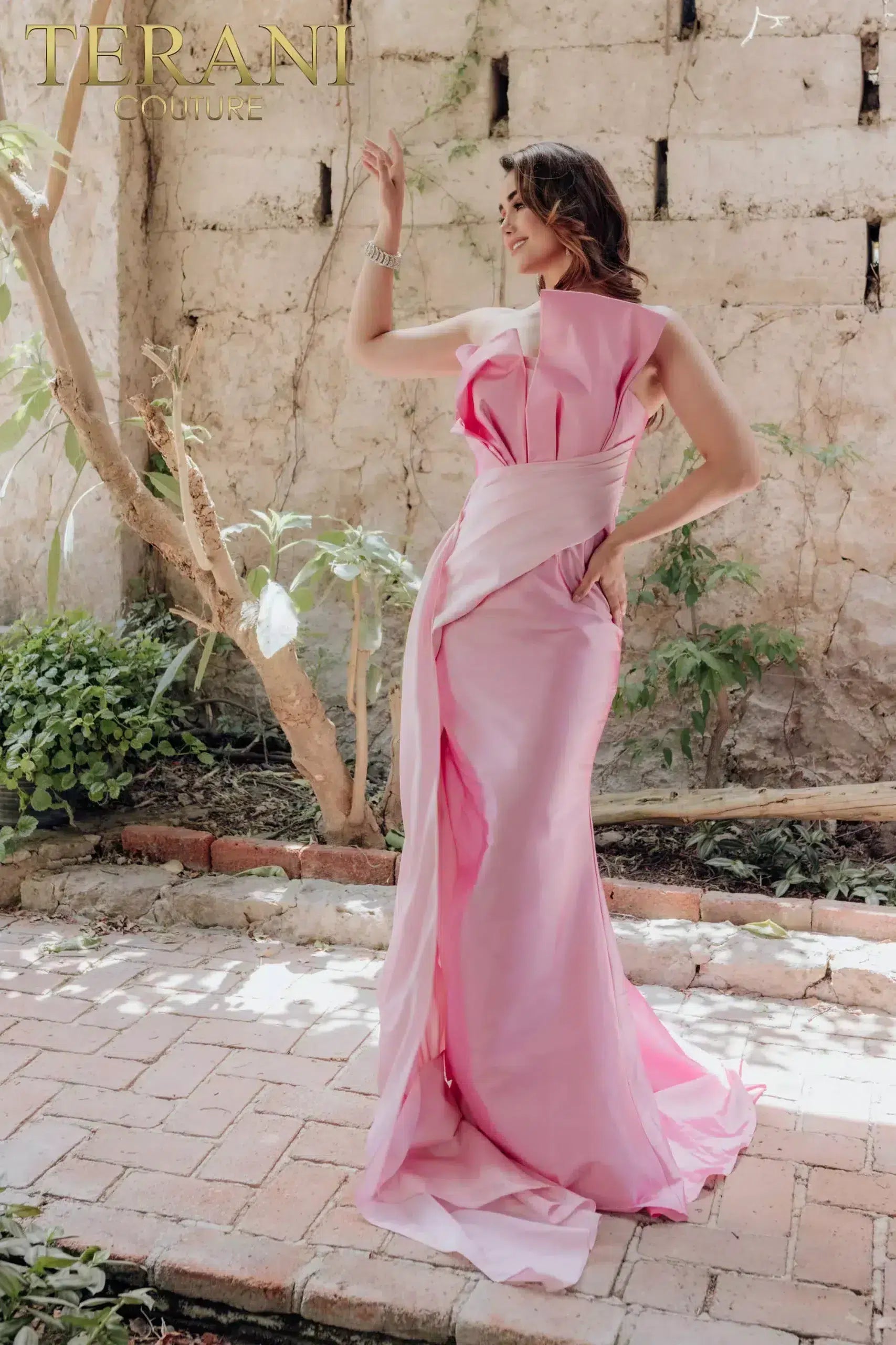 Two Tone A-line Sleeveless Bow Bodice Evening Dress