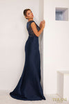 232E1300 Trumpet Cap Sleeves Stretch Mikado Sparkly Evening Dress
