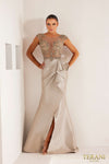 232E1300 Trumpet Cap Sleeves Stretch Mikado Sparkly Evening Dress