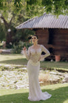 Sheer Bodice Beaded Mermaid Long Sleeves Dress - 232GL1441