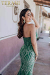 Strapless Embroidery Sparkly Mermaid Long Dress - 232GL1442