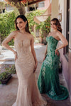 Strapless Embroidery Sparkly Mermaid Long Dress - 232GL1442