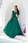 232M1510 Off-Shoulder V-Line Satin Evening Dress