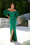 232M1510 Off-Shoulder V-Line Satin Evening Dress
