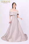 Off Shoulder Pleated Neckline Embroidery Ballgown Dress - 232M1511