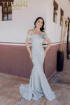 Off Shoulder Mermaid Pleated Neckline Long Dress - 232M1519