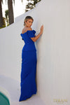 3D Flower Mermaid Off Shoulder Satin Long Dress - 232M1560