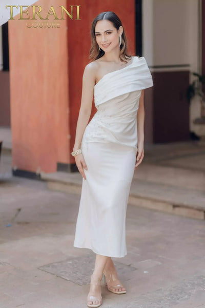 Embroidered Tea Length Sleeveless Bodycon Cocktail Dress - 232C1106
