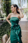 3d Fabric Bodycon Sleeveless High-low Skirt Dress - 232C1122