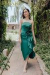 3d Fabric Bodycon Sleeveless High-low Skirt Dress - 232C1122